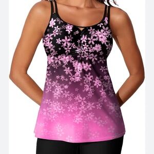 Summer Mae Tankini Top  Pink Floral Ombre  size 12